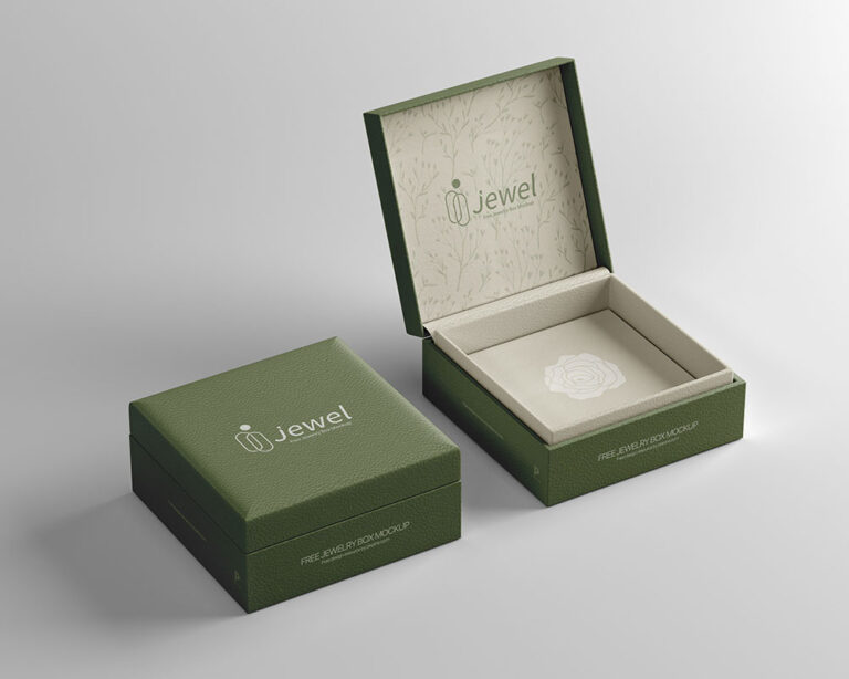 2 perspectives of jewellery box mockup