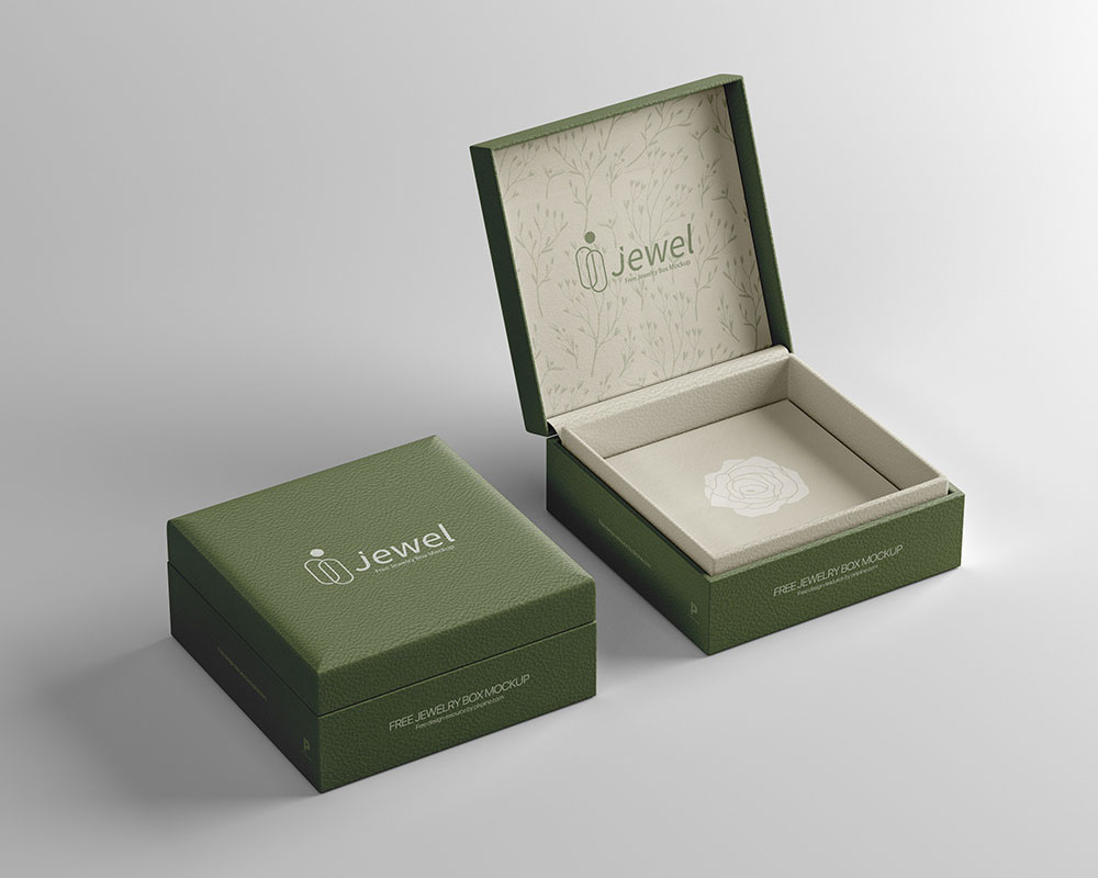2 perspectives of jewellery box mockup