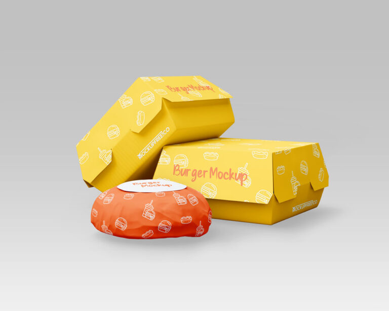 3 burger packaging mockup