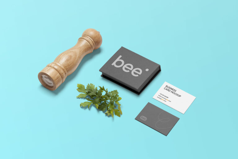business card with small box mockup