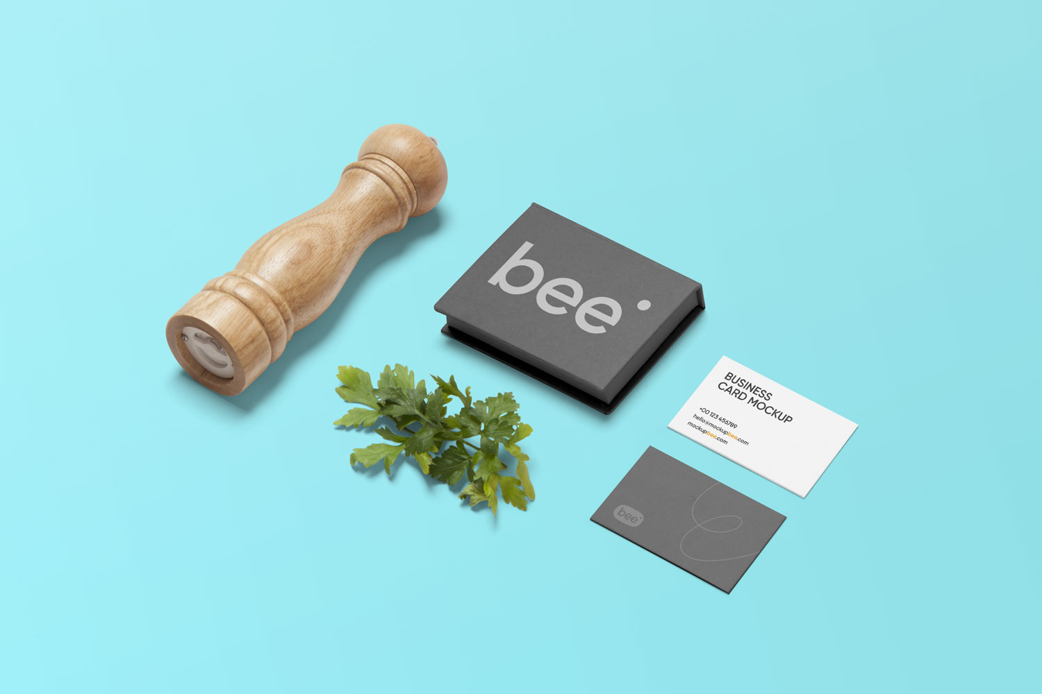 business card with small box mockup