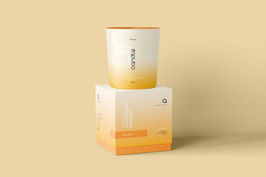 candle with square box mockup 2