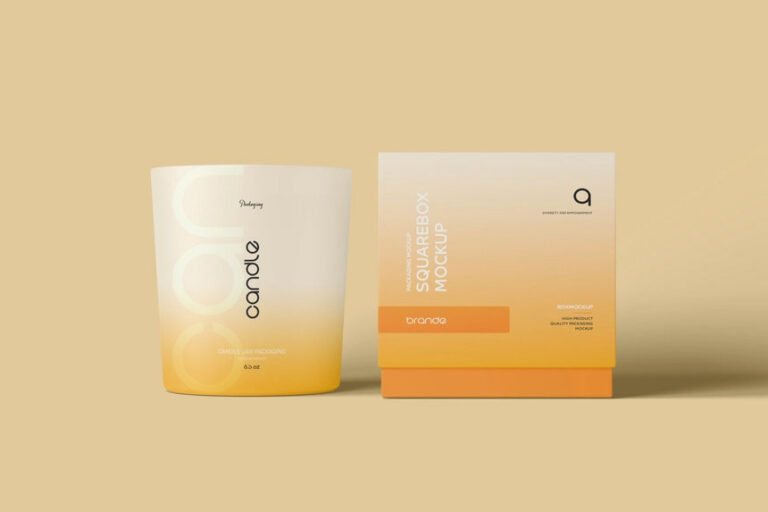 candle with square box mockup