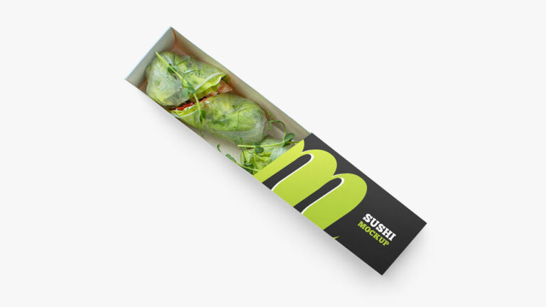 fast food roll packaging box mockup