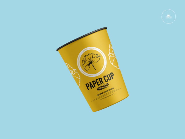 floating paper cup mockup
