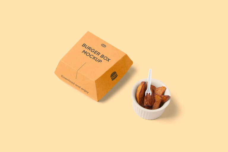 burger box with fries mockup