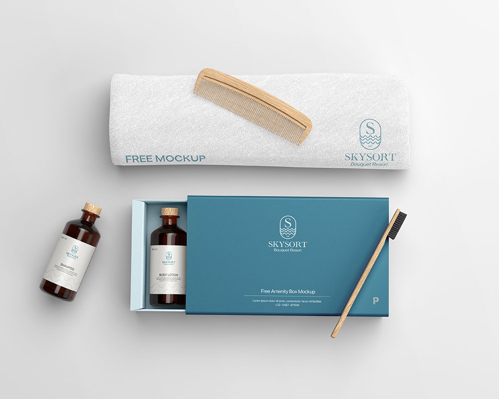 free hotel amenity box mockup