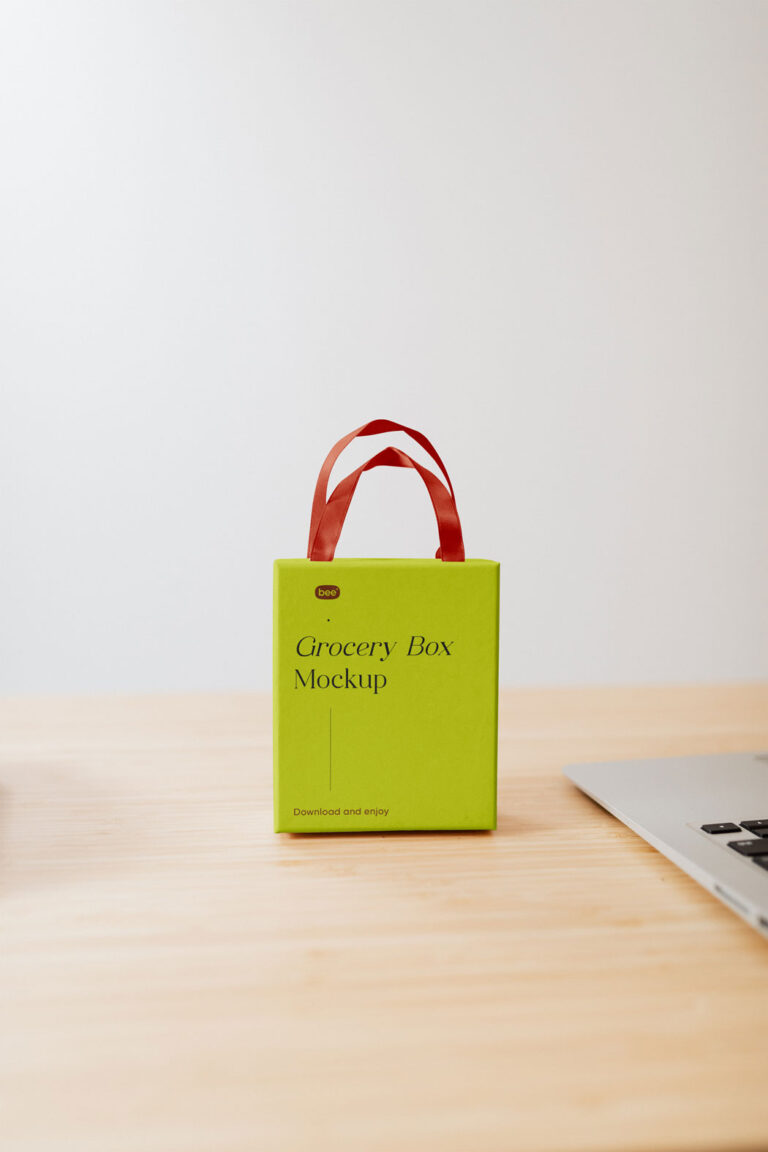 grocery box with handle mockup