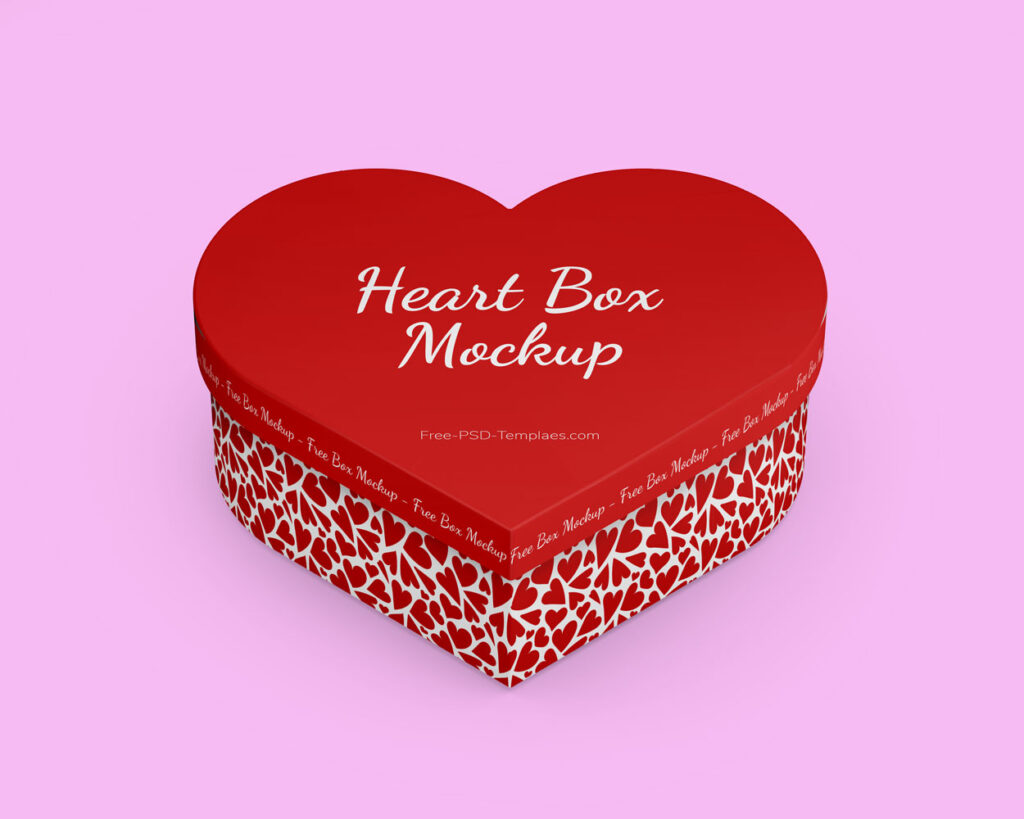 heart shape packaging box mockup