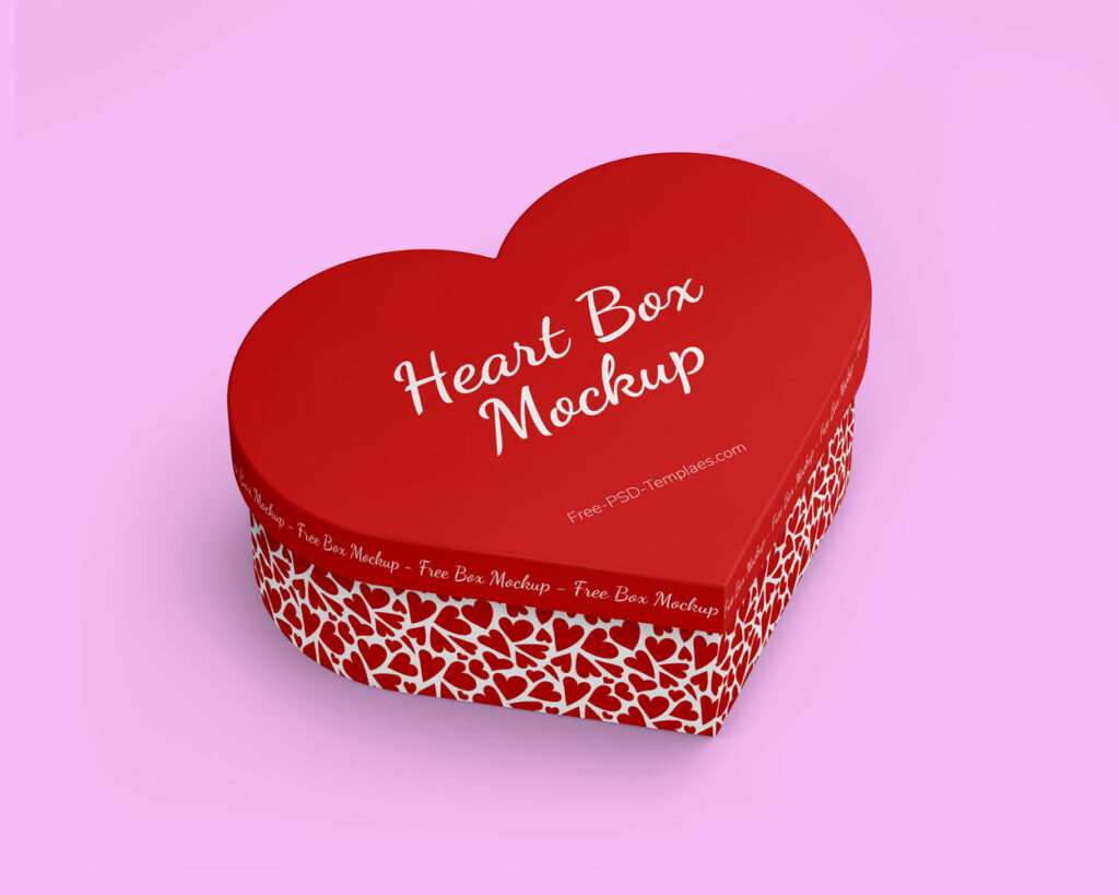 heart shape packaging box mockup 2