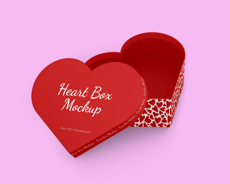 heart shape packaging box mockup