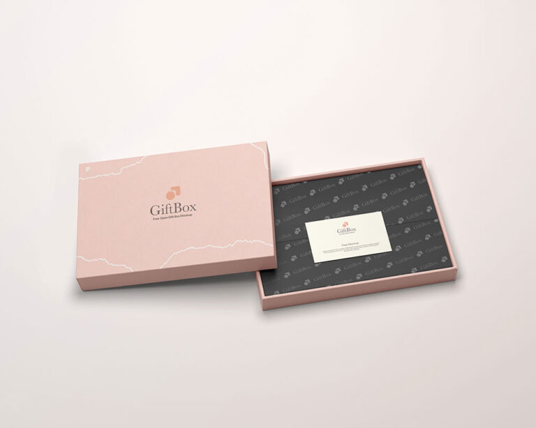 opened fabric gifting box mockup
