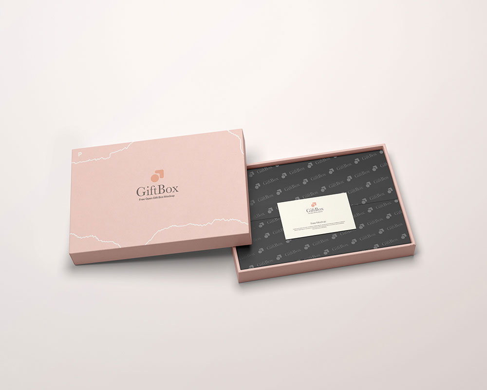 opened fabric gifting box mockup