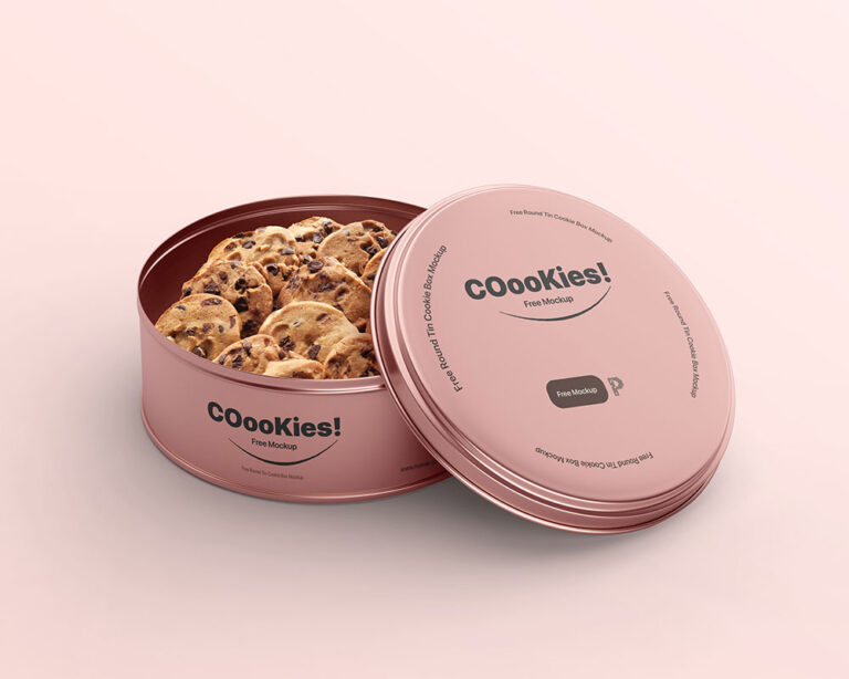 opened tin cookie box mockup