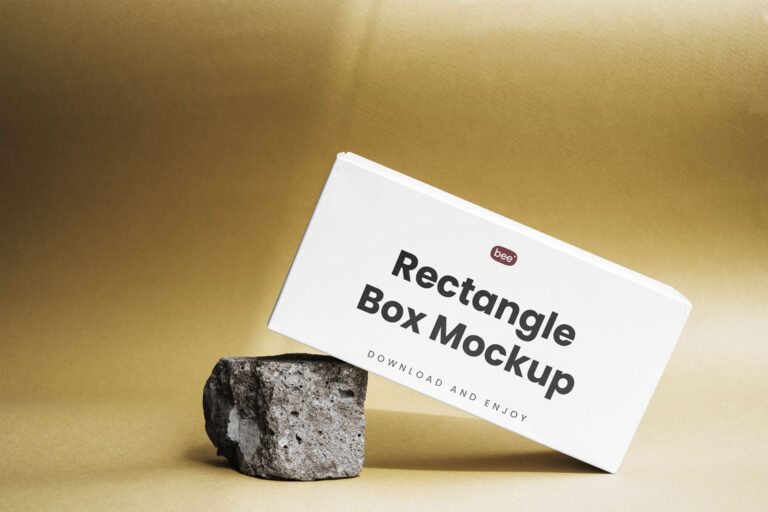 rectangle box on stone mockup