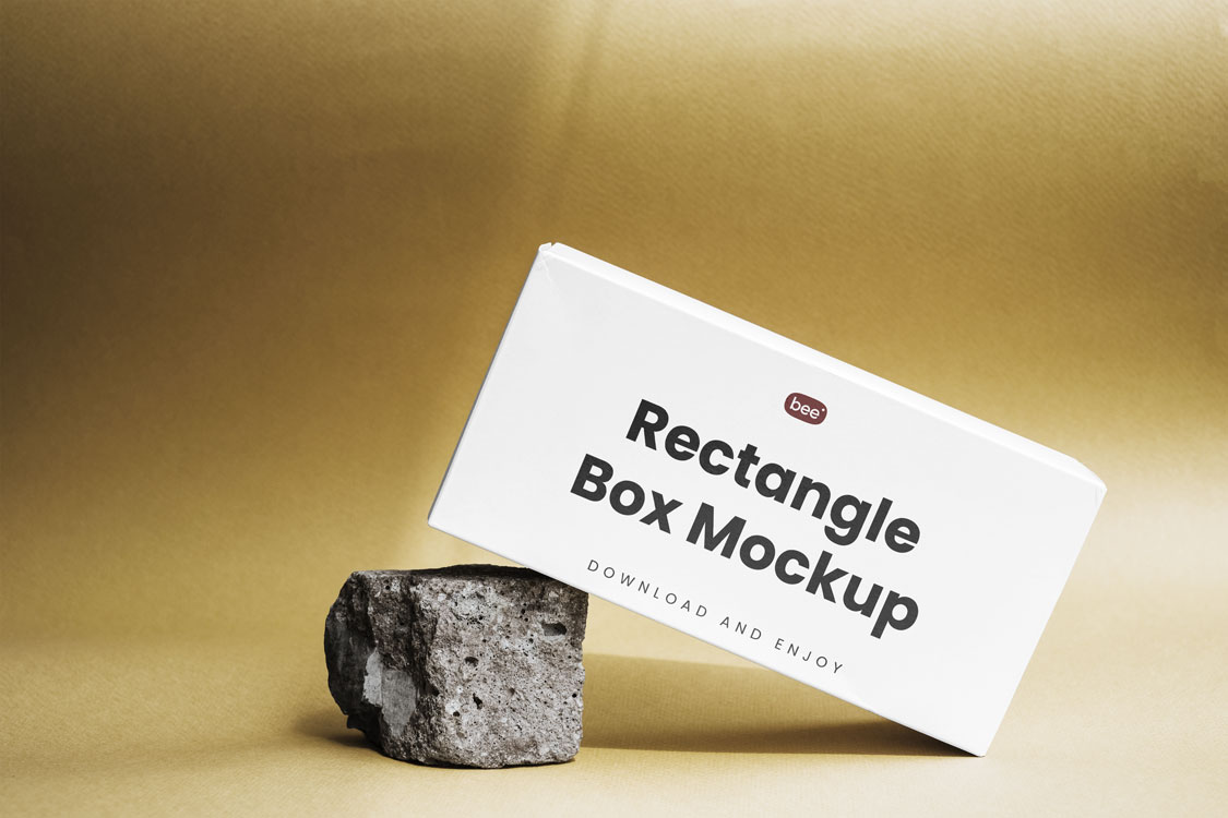 rectangle box on stone mockup