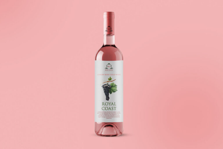 rose gold wine bottle mockup