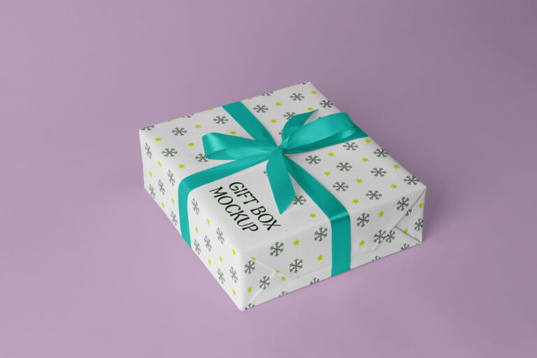 single wrapped gift box mockup