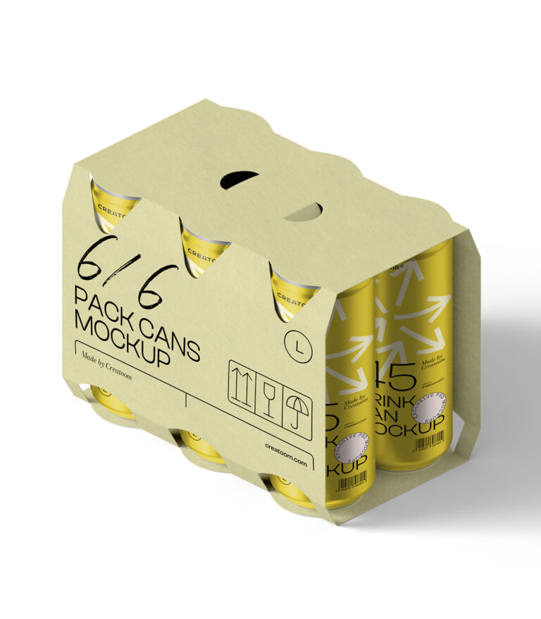six beer cans package mockup