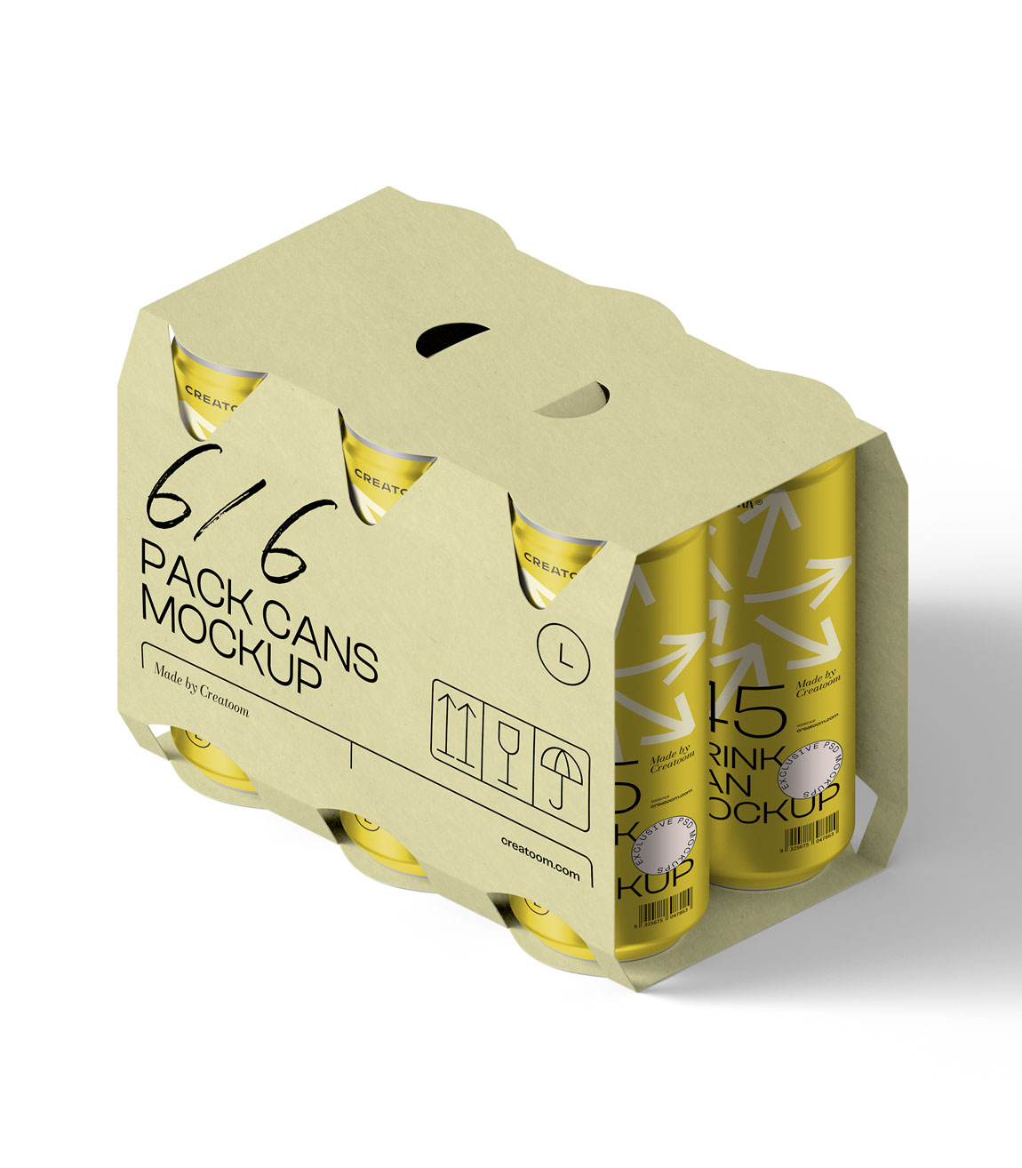 six beer cans package mockup
