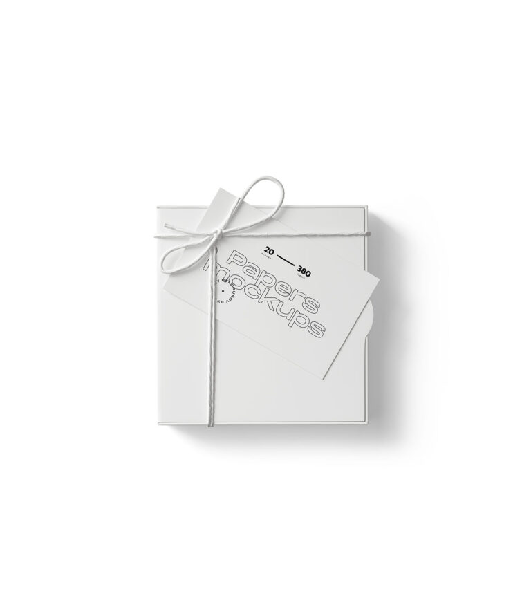 square box with business card mockup