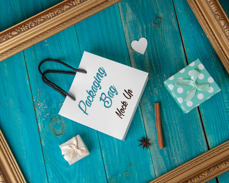 top view of gift bag mockup