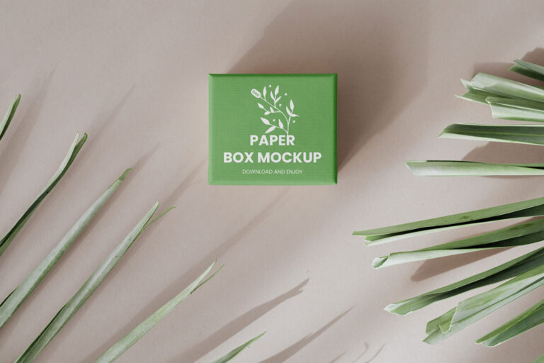 top view square paper box mockup