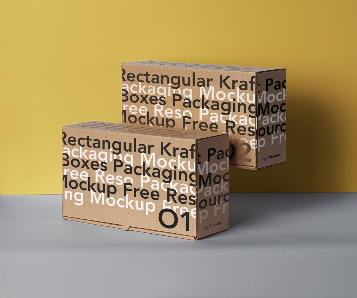 two rectangular paper boxes mockup