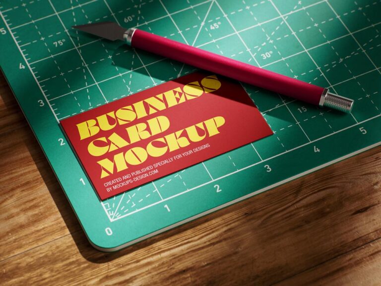 business card mockup on cutting matt