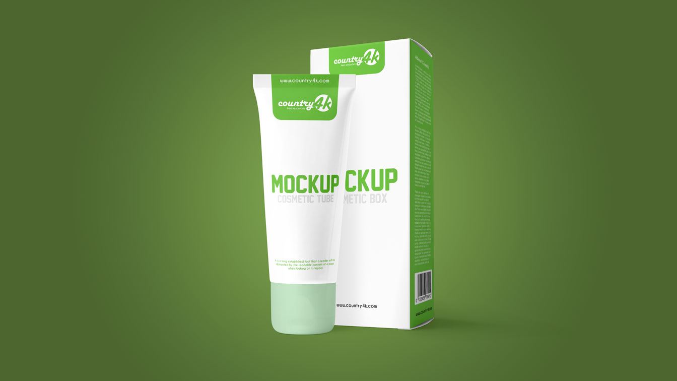 cosmetic tube with box mockup