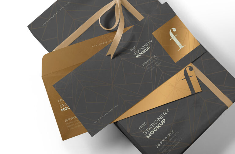 envelope with gift box mockup