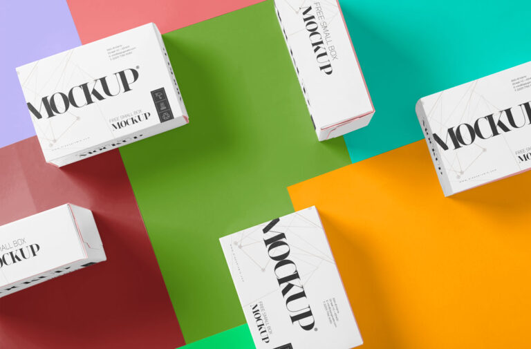 five boxes arrangement mockup