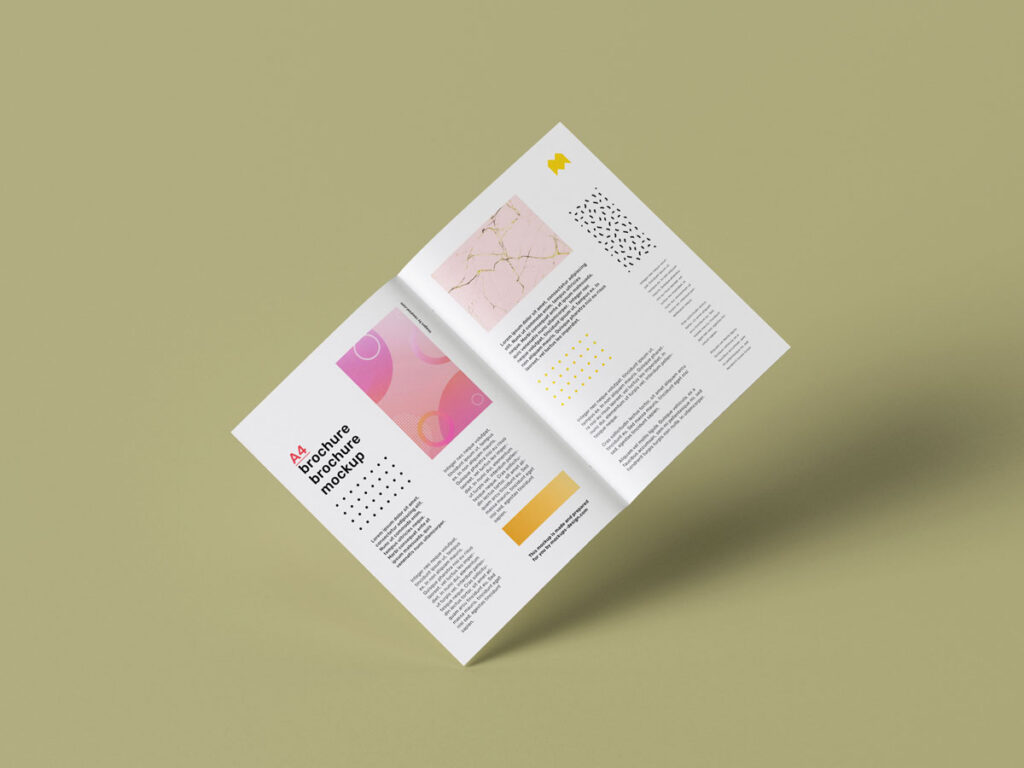 floating A4 brochure mockup 2