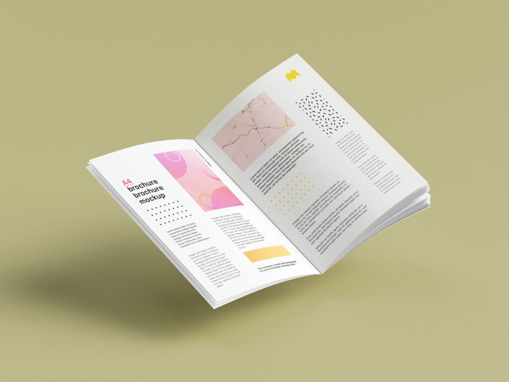 floating A4 brochure mockup 3