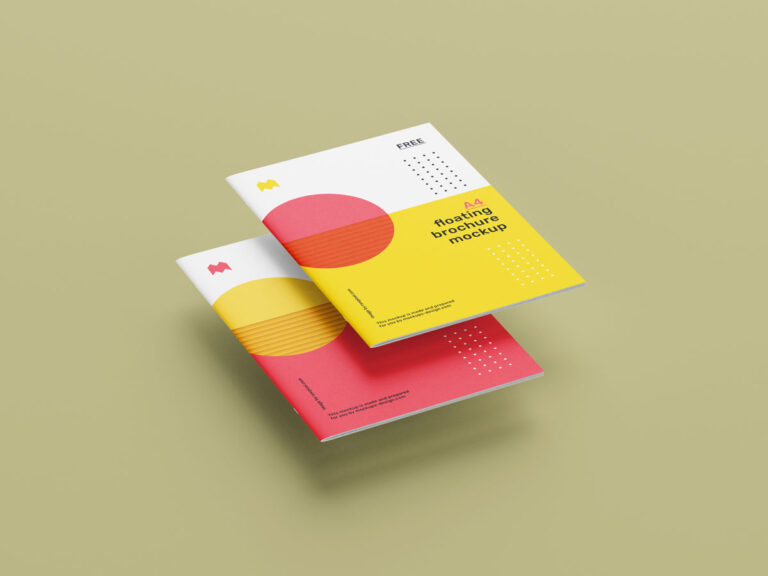 floating A4 brochure mockup