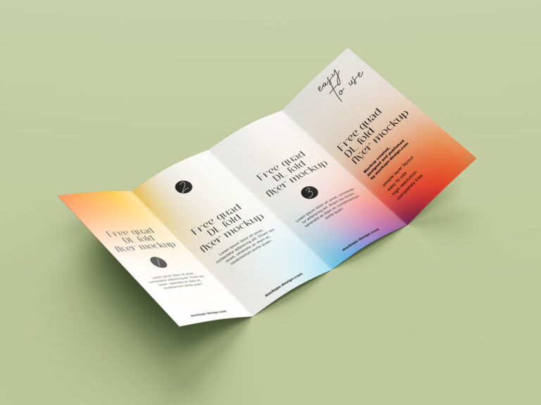 four fold flyer mockup