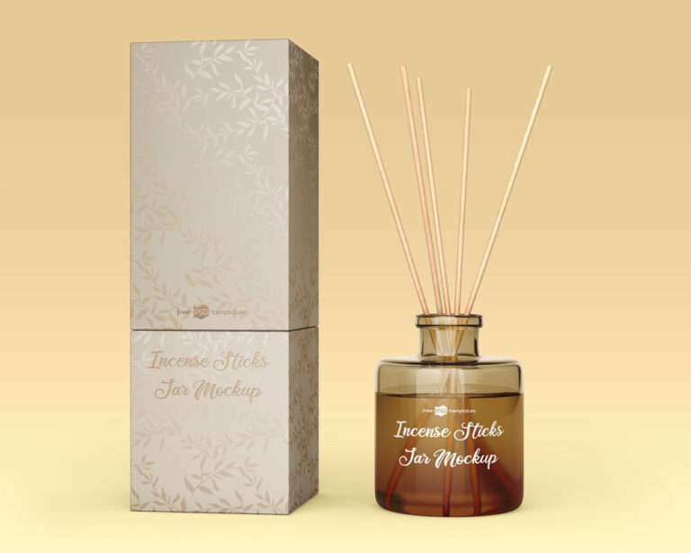 free incense sticks jar mockup