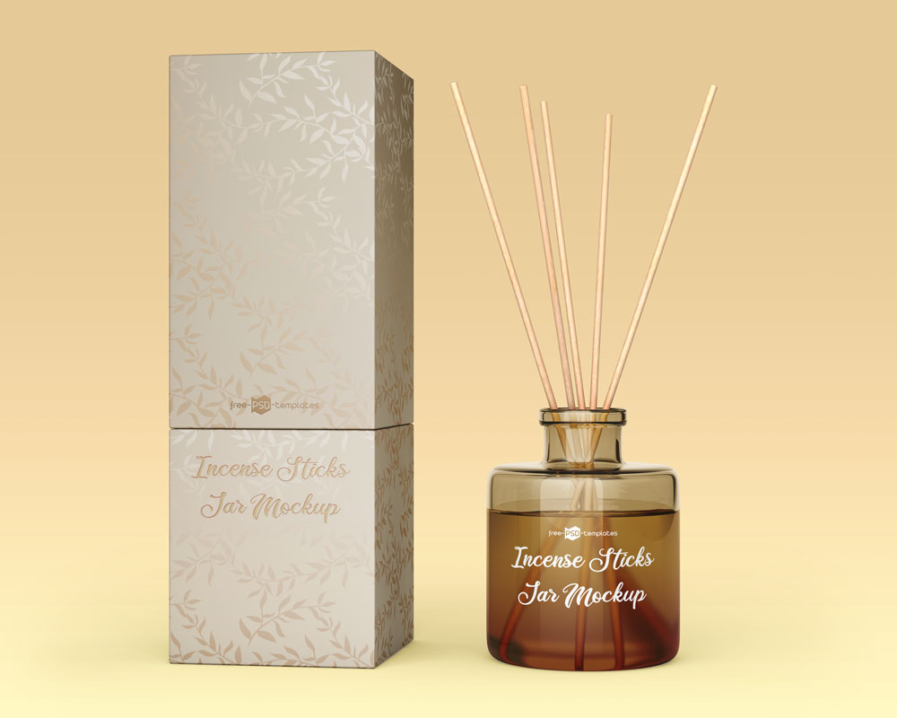 free incense sticks jar mockup
