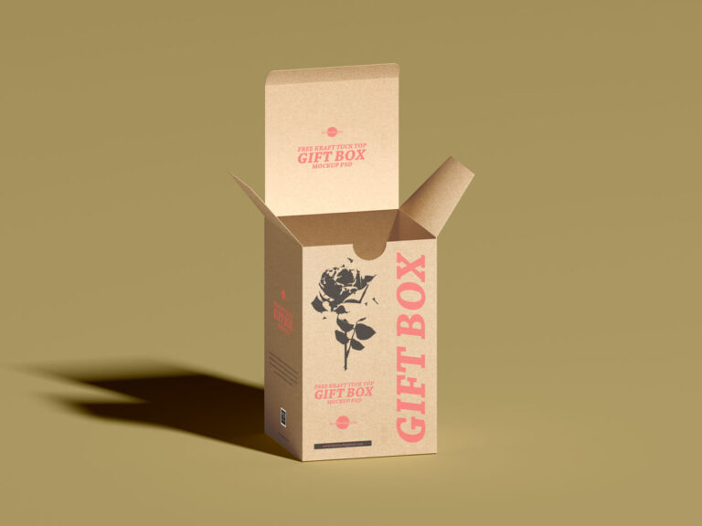 open vertical gift box mockup