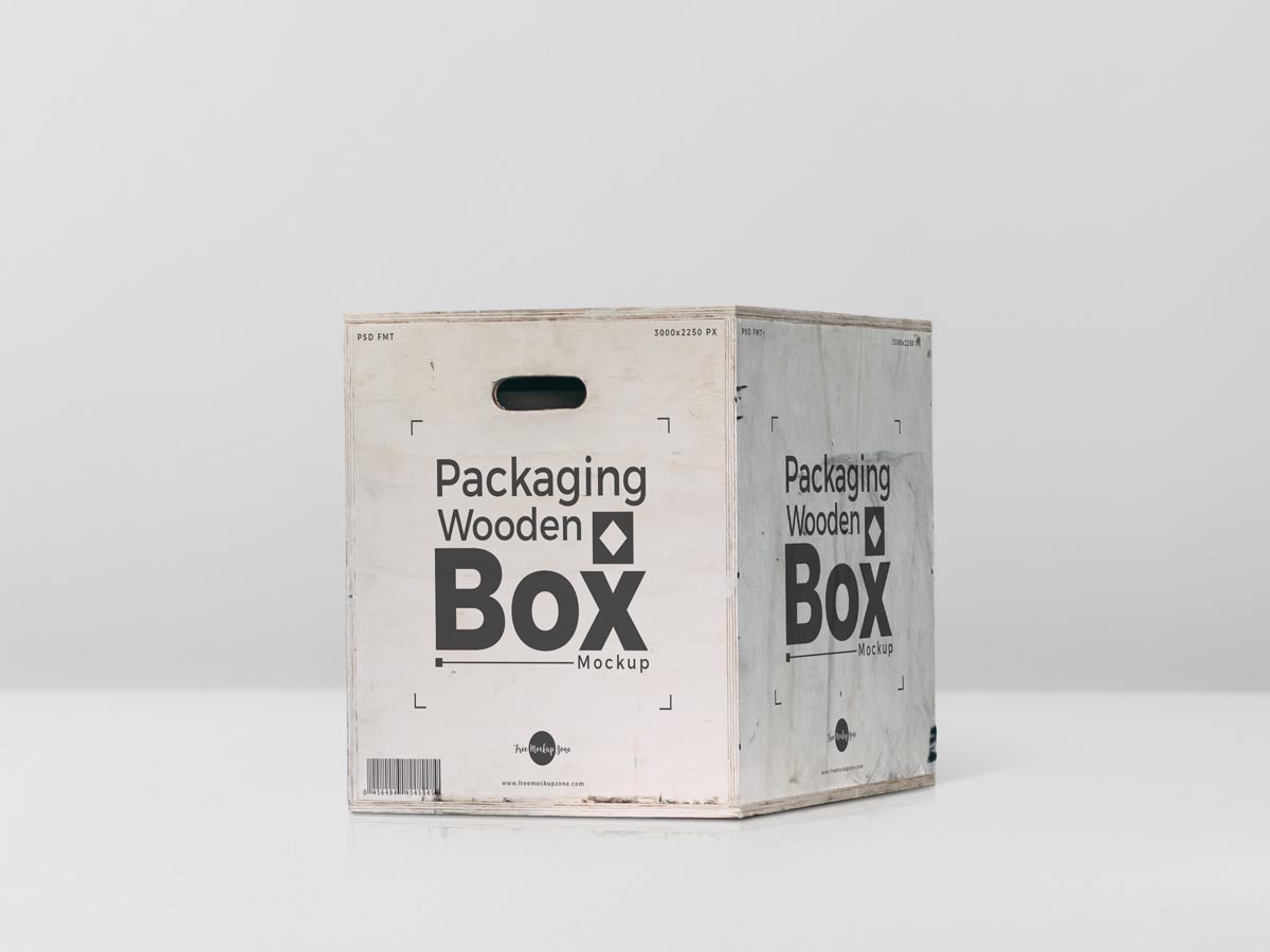 packaging square wooden box mockup