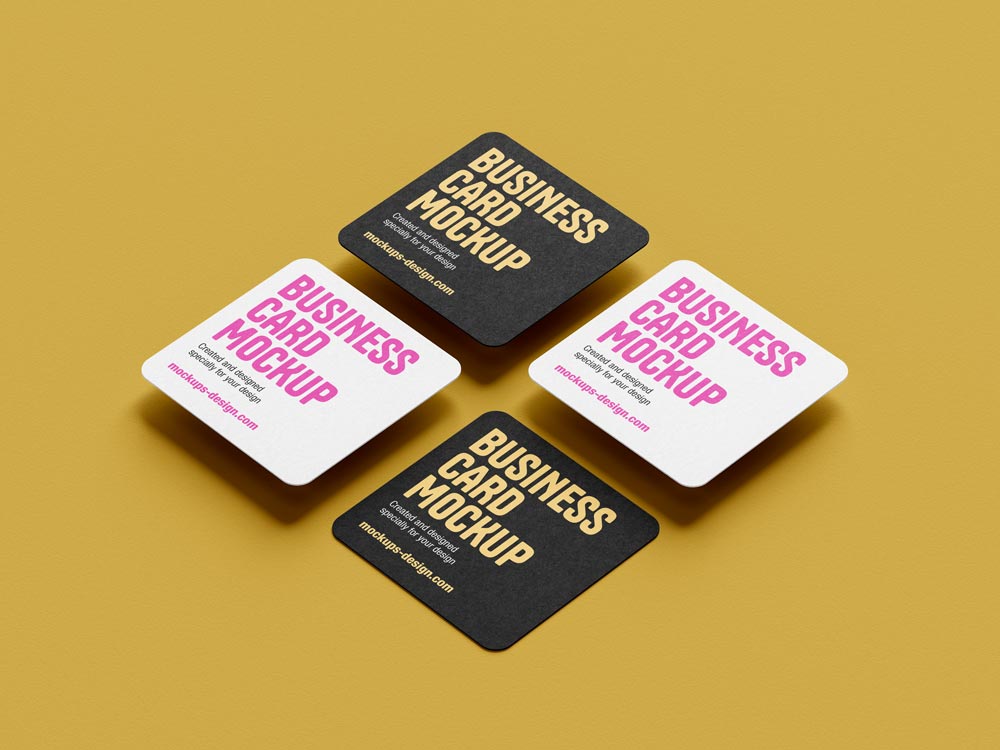 round corner square business card mockup 4