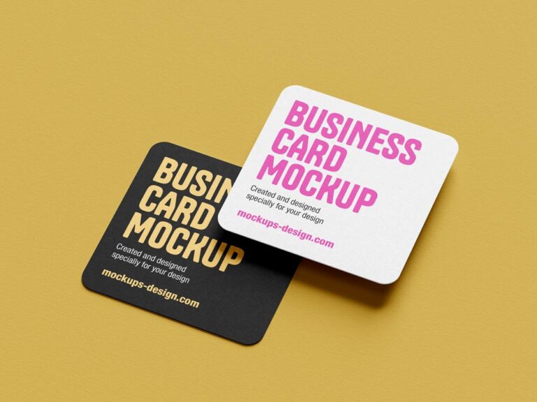 round corner square business card mockup