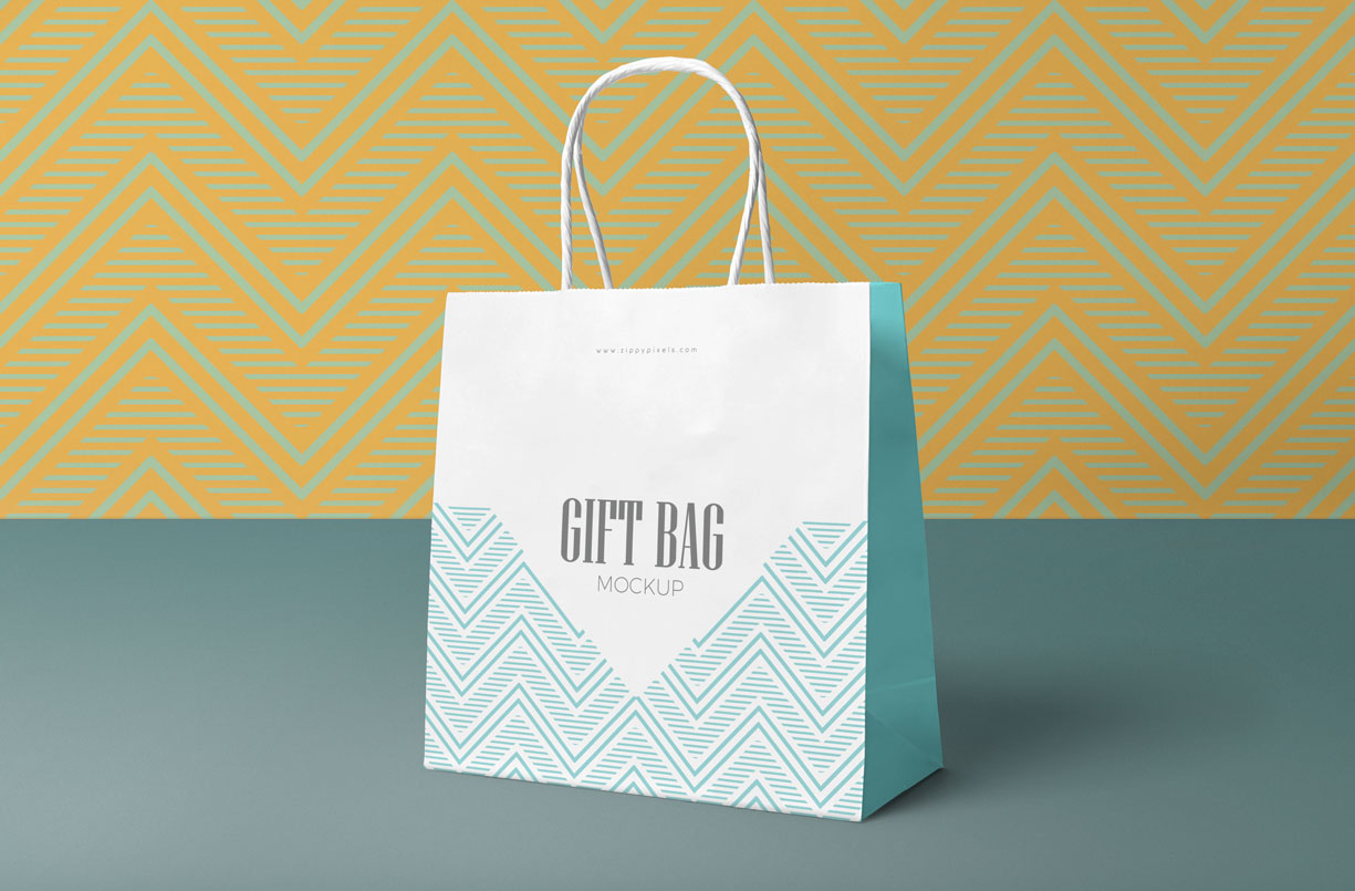 single gift bag mockup psd