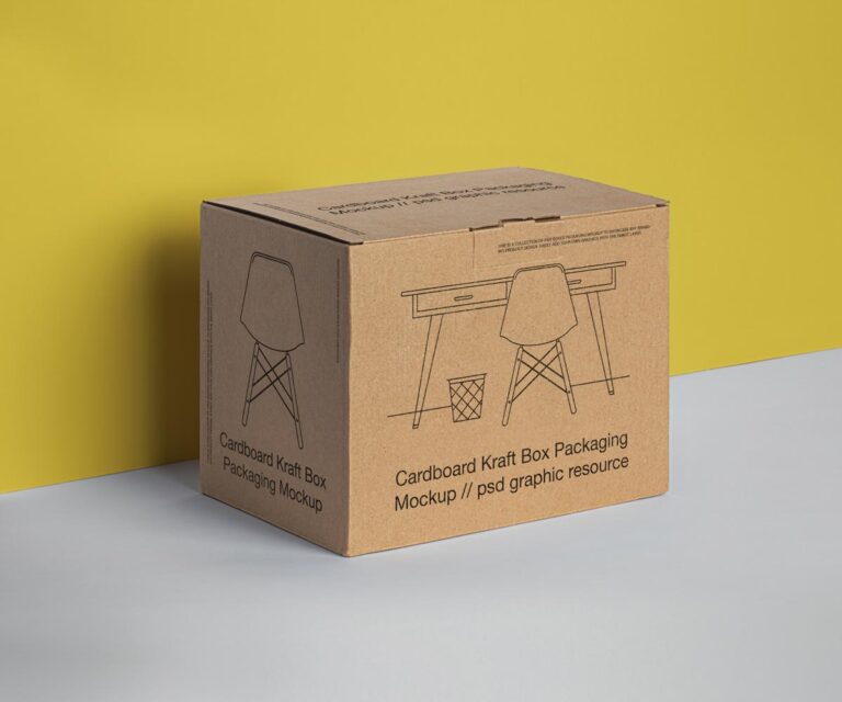 small cartoon box mockup psd